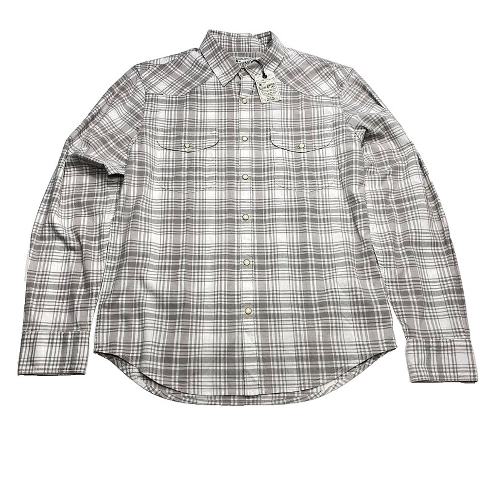 NWT Lucky Brand Pearl Snap‎ Shirt S White Plaid Western Cowboy Mens
